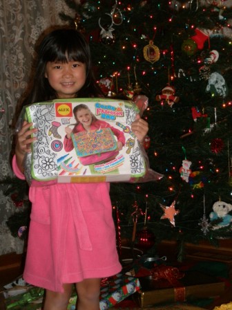 Kasen with some of her presents